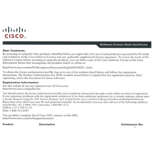 Фото FLSA1-2X-5-20G= - Cisco ASR 1000 Router License