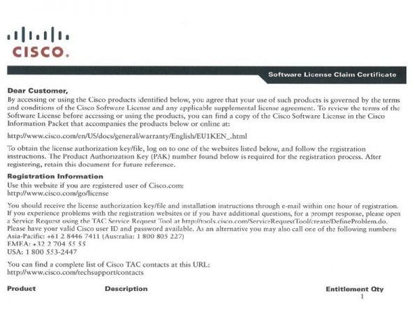 Фото SL-44-UC-K9 - Cisco Router IOS License