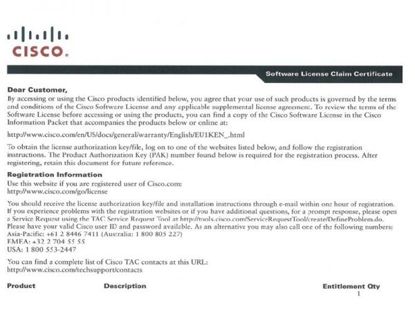 Фото SW-CCME-UL-8961 Cisco IP Telephony Phone User License