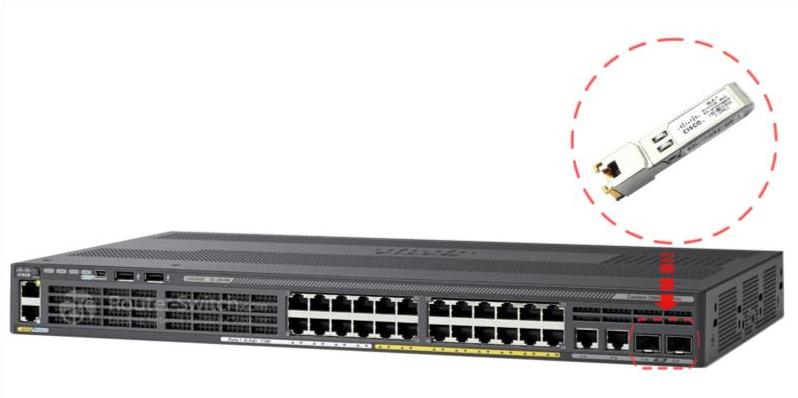 GLC-T установлен в коммутаторе GLC-T installed in a switch