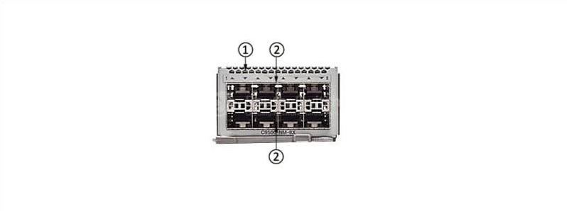передняя панель C9500-NM-8X the front panel of C9500-NM-8X