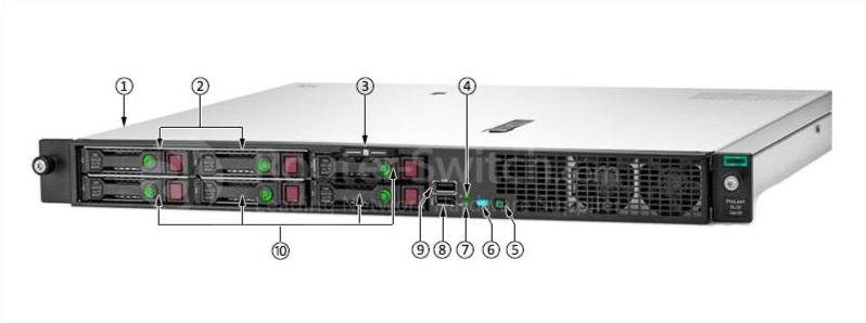Передняя панель HPE DL20 Gen10 4(+2) малого форм-фактора HPE DL20 Gen10 4(+2) SFF front panel