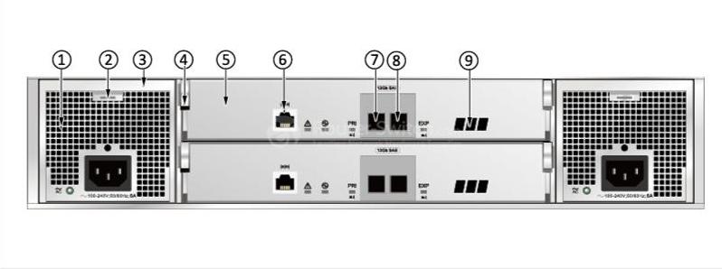 вид сзади дискового корпуса the rear view of a disk enclosure