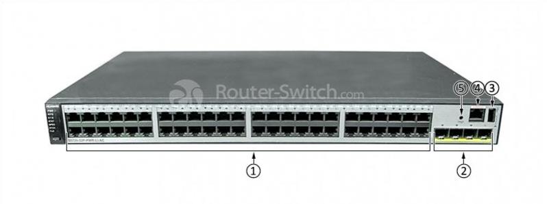 Передняя панель Huawei S5720-52P-PWR-LI-AC Huawei S5720-52P-PWR-LI-AC Front Panel