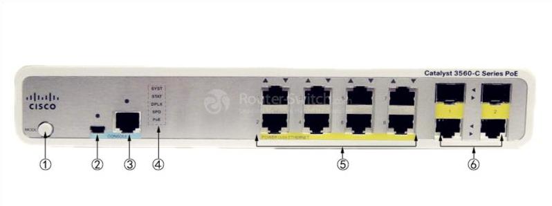 Передняя панель WS-C3560C-8PC-S WS-C3560C-8PC-S Front Panel